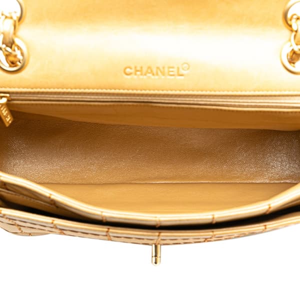 Pre-owned Chanel Lambskin Wild Stitch Chocolate Bar Chain Flap Brown