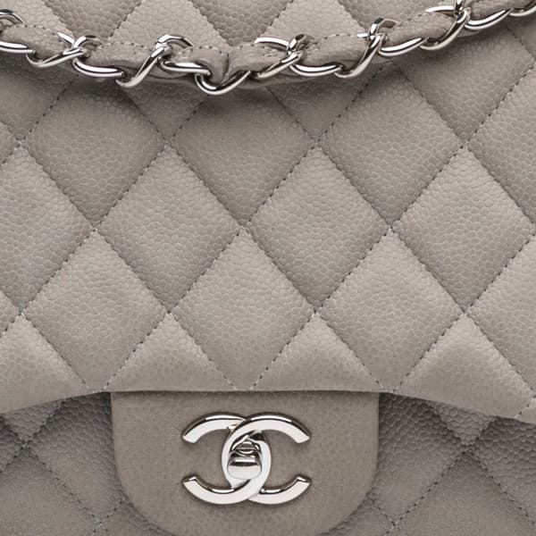 Pre-owned Chanel Jumbo Classic Caviar Double Flap Gray