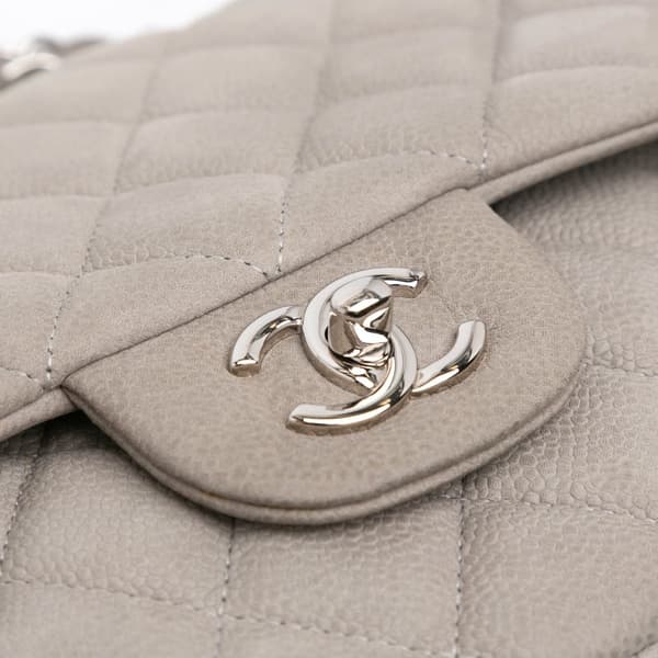 Pre-owned Chanel Jumbo Classic Caviar Double Flap Gray
