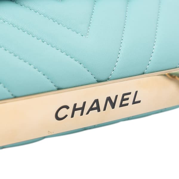 Pre-owned Chanel Chevron Lambskin Trendy CC Flap Blue