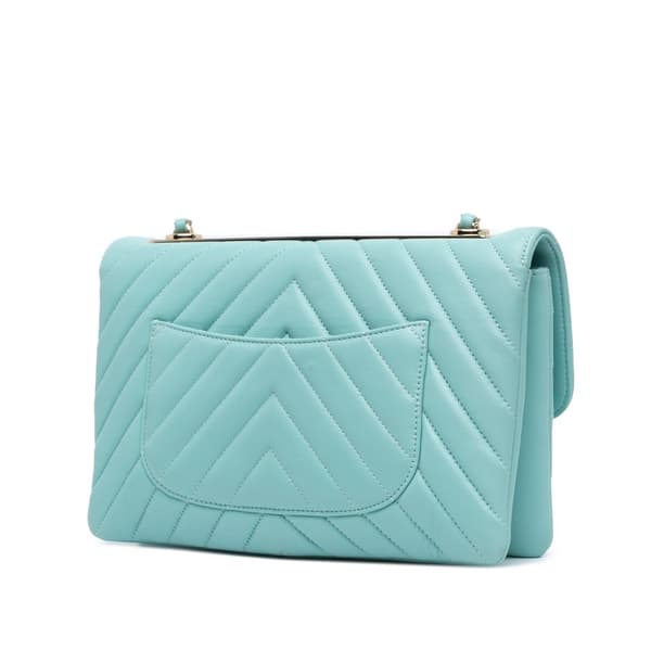 Pre-owned Chanel Chevron Lambskin Trendy CC Flap Blue