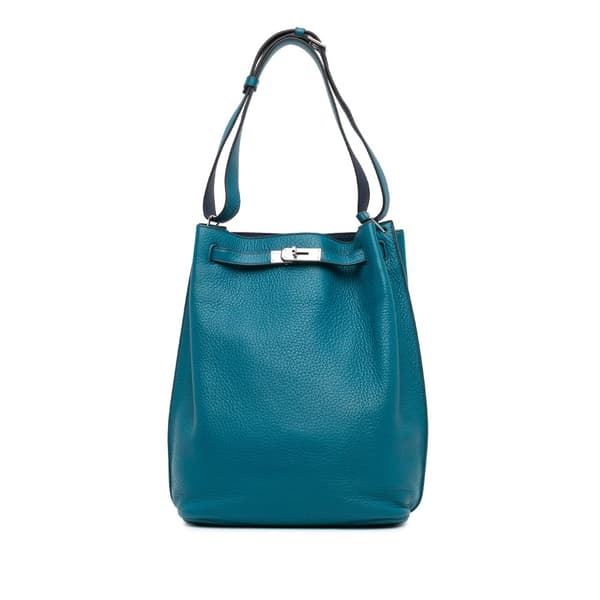 Pre-owned Hermès Clemence So Kelly 26 Blue
