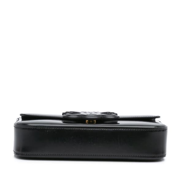 Pre-owned Celine Shiny Calfskin Claude Chain Shoulder Bag Black