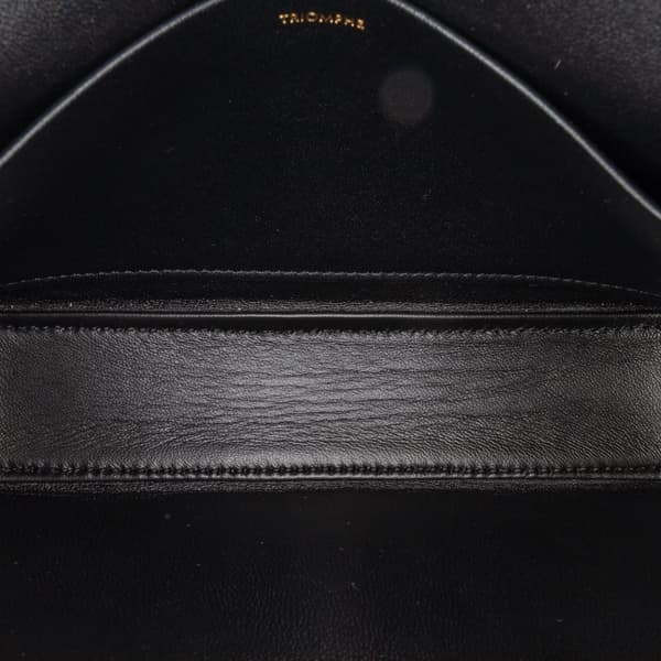 Pre-owned Celine Shiny Calfskin Claude Chain Shoulder Bag Black