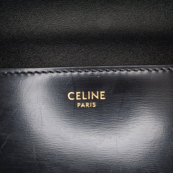 Pre-owned Celine Shiny Calfskin Claude Chain Shoulder Bag Black
