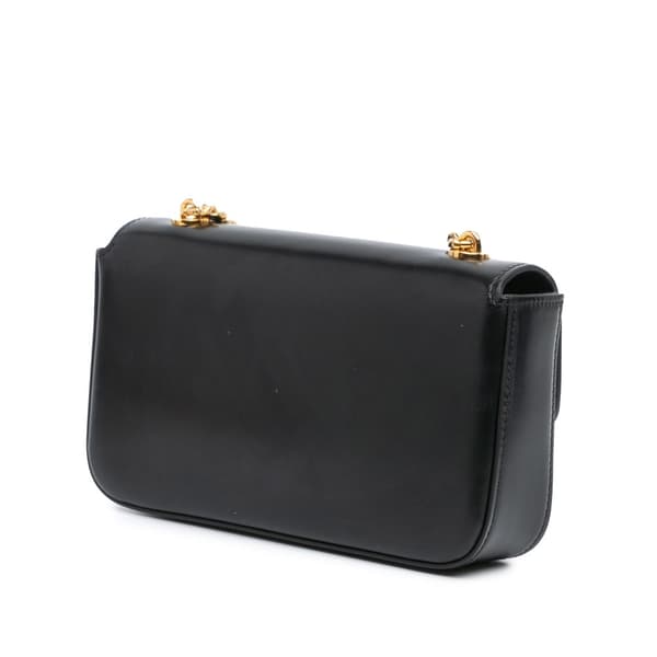 Pre-owned Celine Shiny Calfskin Claude Chain Shoulder Bag Black