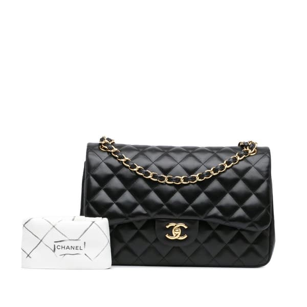 Pre-owned Chanel Jumbo Classic Lambskin Double Flap Black