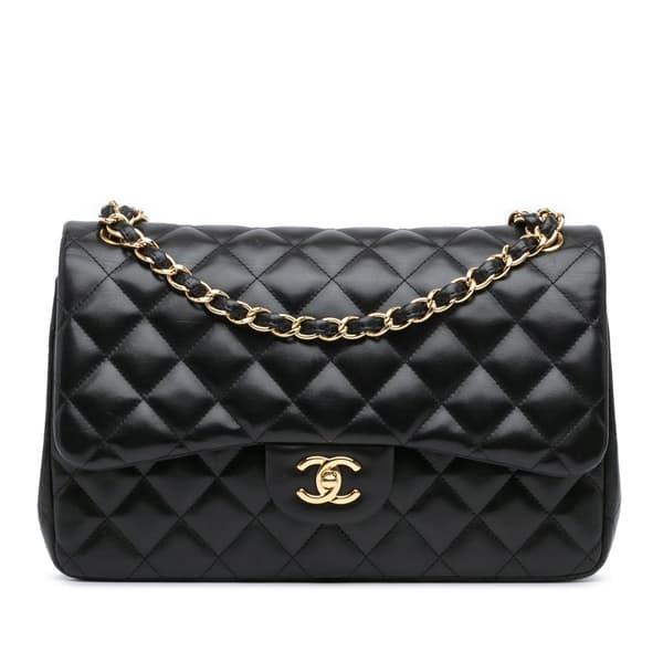 Pre-owned Chanel Jumbo Classic Lambskin Double Flap Black