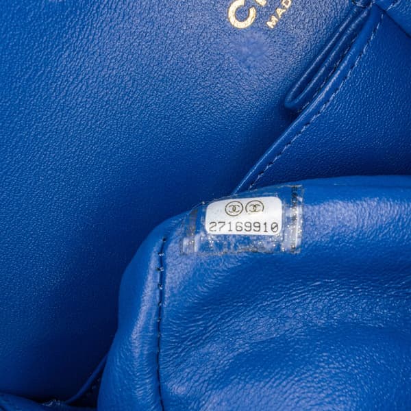 Pre-owned Chanel Medium Classic Chevron Lambskin Double Flap Blue