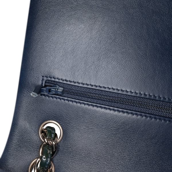 Pre-owned Chanel Jumbo Classic Patent Double Flap Blue
