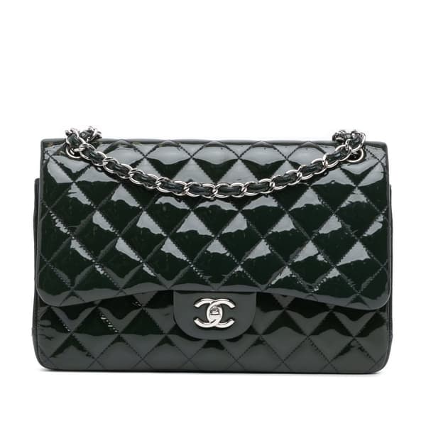 Pre-owned Chanel Jumbo Classic Patent Double Flap Blue
