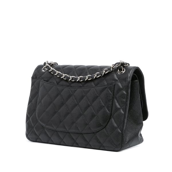 Pre-owned Chanel Jumbo Classic Caviar Double Flap Black