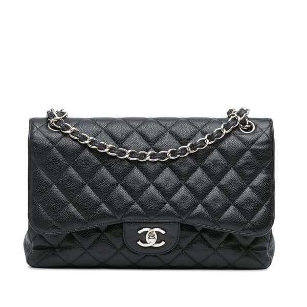 Pre-owned Chanel Jumbo Classic Caviar Double Flap Black
