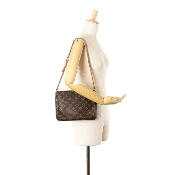 Pre-owned Louis Vuitton Monogram Musette Tango Short Strap Brown