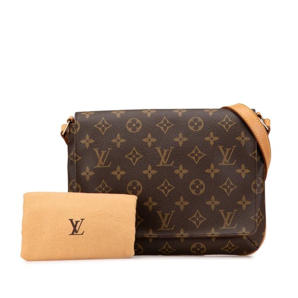 Pre-owned Louis Vuitton Monogram Musette Tango Short Strap Brown