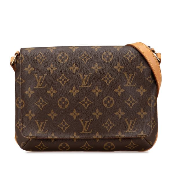 Pre-owned Louis Vuitton Monogram Musette Tango Short Strap Brown