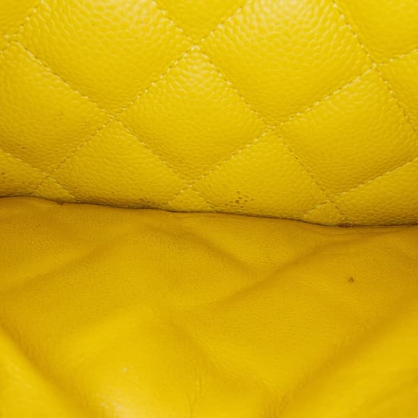 Pre-owned Chanel Jumbo Classic Caviar Single Flap Yellow