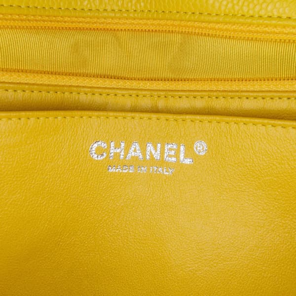 Pre-owned Chanel Jumbo Classic Caviar Single Flap Yellow