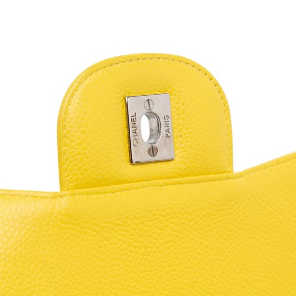 Pre-owned Chanel Jumbo Classic Caviar Single Flap Yellow