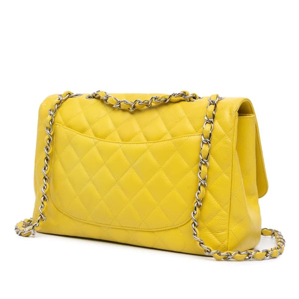 Pre-owned Chanel Jumbo Classic Caviar Single Flap Yellow