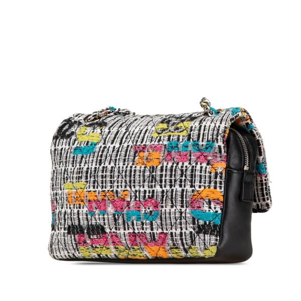 Pre-owned Chanel Tweed Easy Fantasy Flap Gray