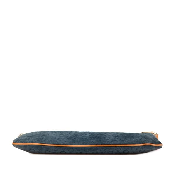 Pre-owned Celine C Macadam Suede Shoulder Bag Blue