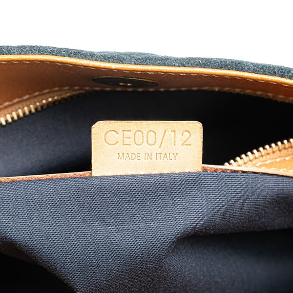 Pre-owned Celine C Macadam Suede Shoulder Bag Blue