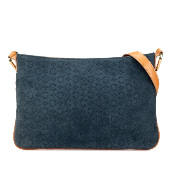 Pre-owned Celine C Macadam Suede Shoulder Bag Blue