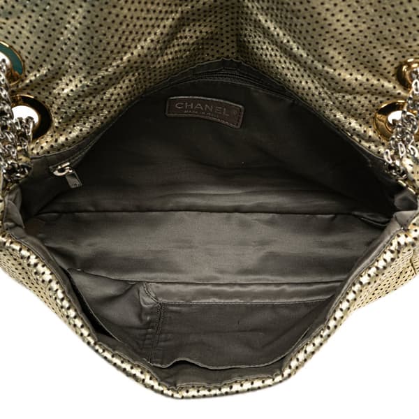 Pre-owned Chanel Medium Perforated Calfskin Reissue Drill Flap Gold