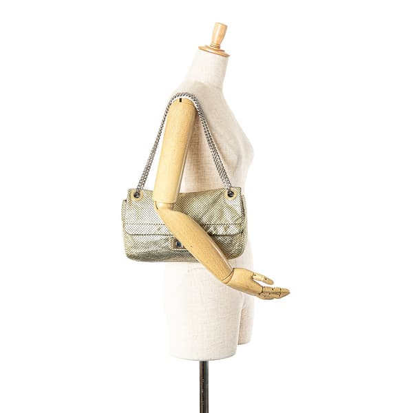 Pre-owned Chanel Medium Perforated Calfskin Reissue Drill Flap Gold