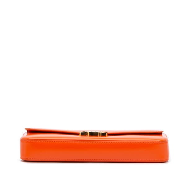 Pre-owned Celine Triomphe Calfskin Cuir Chain Shoulder Bag Orange
