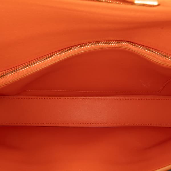 Pre-owned Celine Triomphe Calfskin Cuir Chain Shoulder Bag Orange