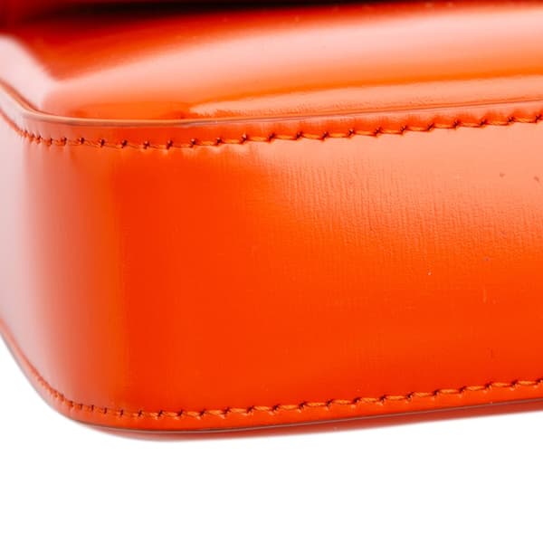 Pre-owned Celine Triomphe Calfskin Cuir Chain Shoulder Bag Orange