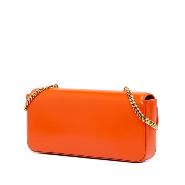 Pre-owned Celine Triomphe Calfskin Cuir Chain Shoulder Bag Orange