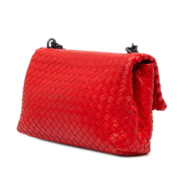 Pre-owned Bottega Veneta Small Nappa Intrecciato Olimpia Shoulder Bag Red