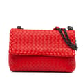 Pikkukuva 1 / 8: Pre-owned Bottega Veneta Small Nappa Intrecciato Olimpia Shoulder Bag Red