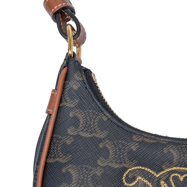 Pre-owned Celine Mini Triomphe Coated Canvas Ava Shoulder Bag Brown