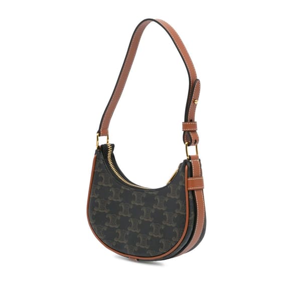 Pre-owned Celine Mini Triomphe Coated Canvas Ava Shoulder Bag Brown
