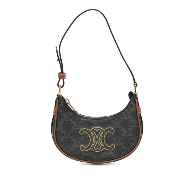 Pre-owned Celine Mini Triomphe Coated Canvas Ava Shoulder Bag Brown