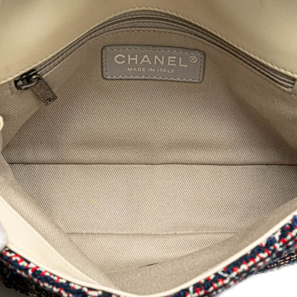 Pre-owned Chanel Mini Rectangular Tweed Single Flap Blue