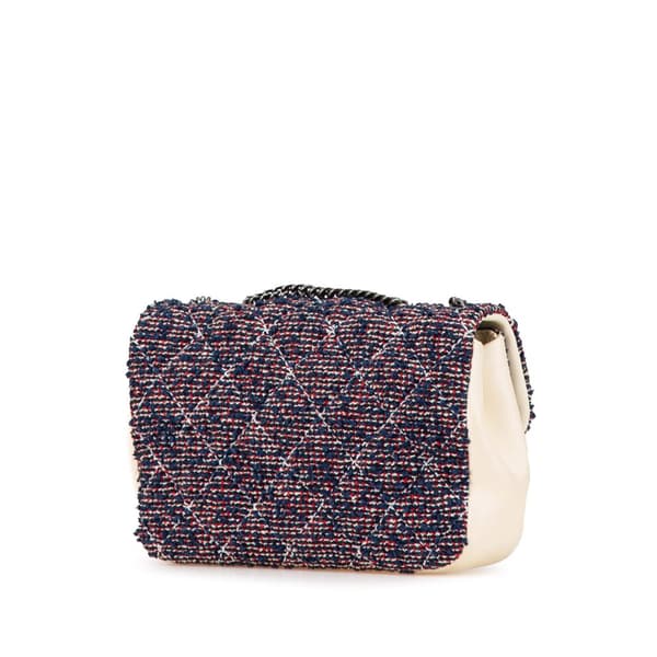 Pre-owned Chanel Mini Rectangular Tweed Single Flap Blue