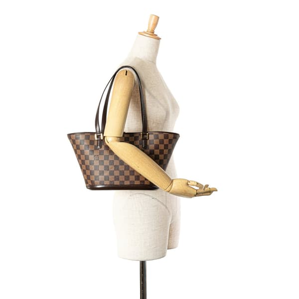Pre-owned Louis Vuitton Damier Ebene Manosque PM Brown