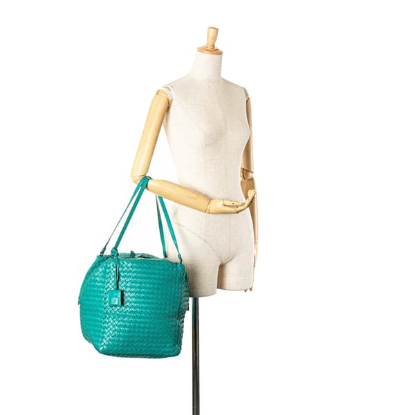 Pre-owned Bottega Veneta Nappa Intrecciato Cube Shoulder Bag Blue