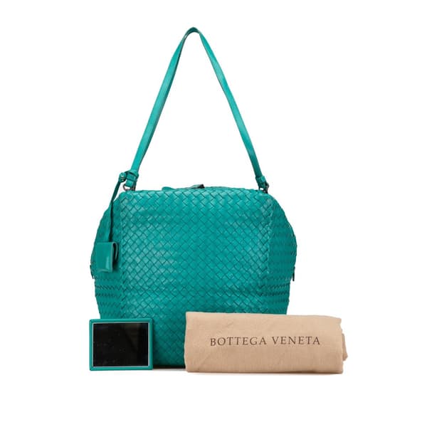 Pre-owned Bottega Veneta Nappa Intrecciato Cube Shoulder Bag Blue
