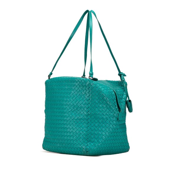 Pre-owned Bottega Veneta Nappa Intrecciato Cube Shoulder Bag Blue
