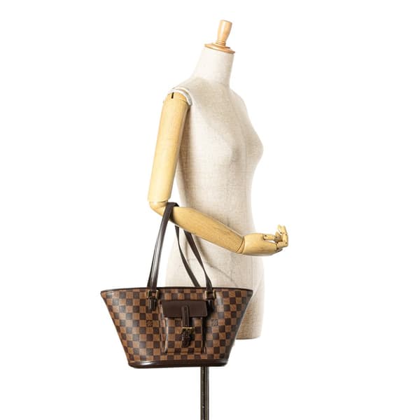 Pre-owned Louis Vuitton Damier Ebene Manosque PM Brown
