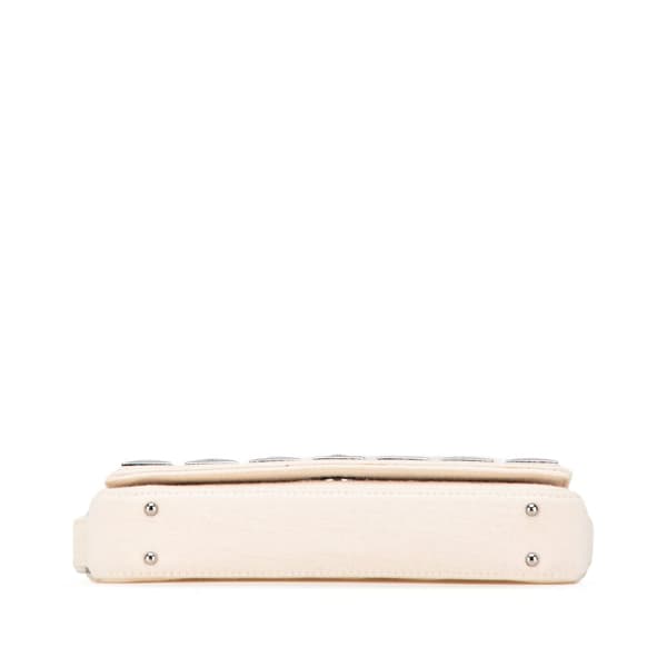Pre-owned Chanel CC Jersey Pyramid Stud Flap White