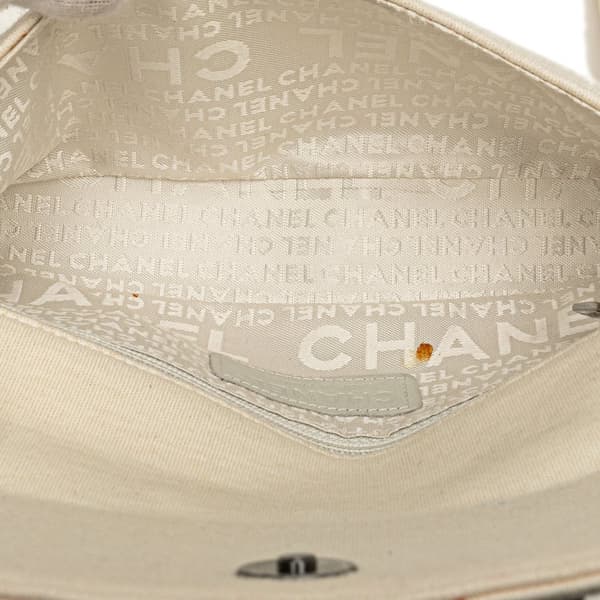 Pre-owned Chanel CC Jersey Pyramid Stud Flap White
