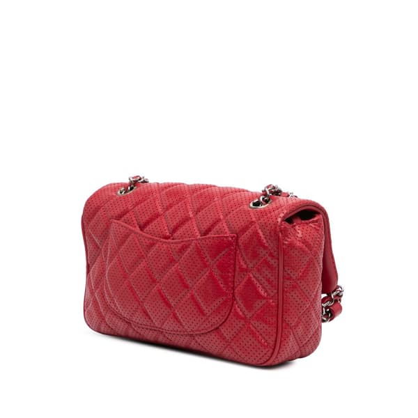 Pre-owned Chanel Medium Perforated Lambskin Punch Flap Red