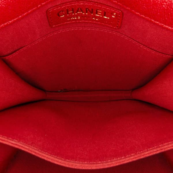 Pre-owned Chanel Quilted Caviar North South Boy Flap Red